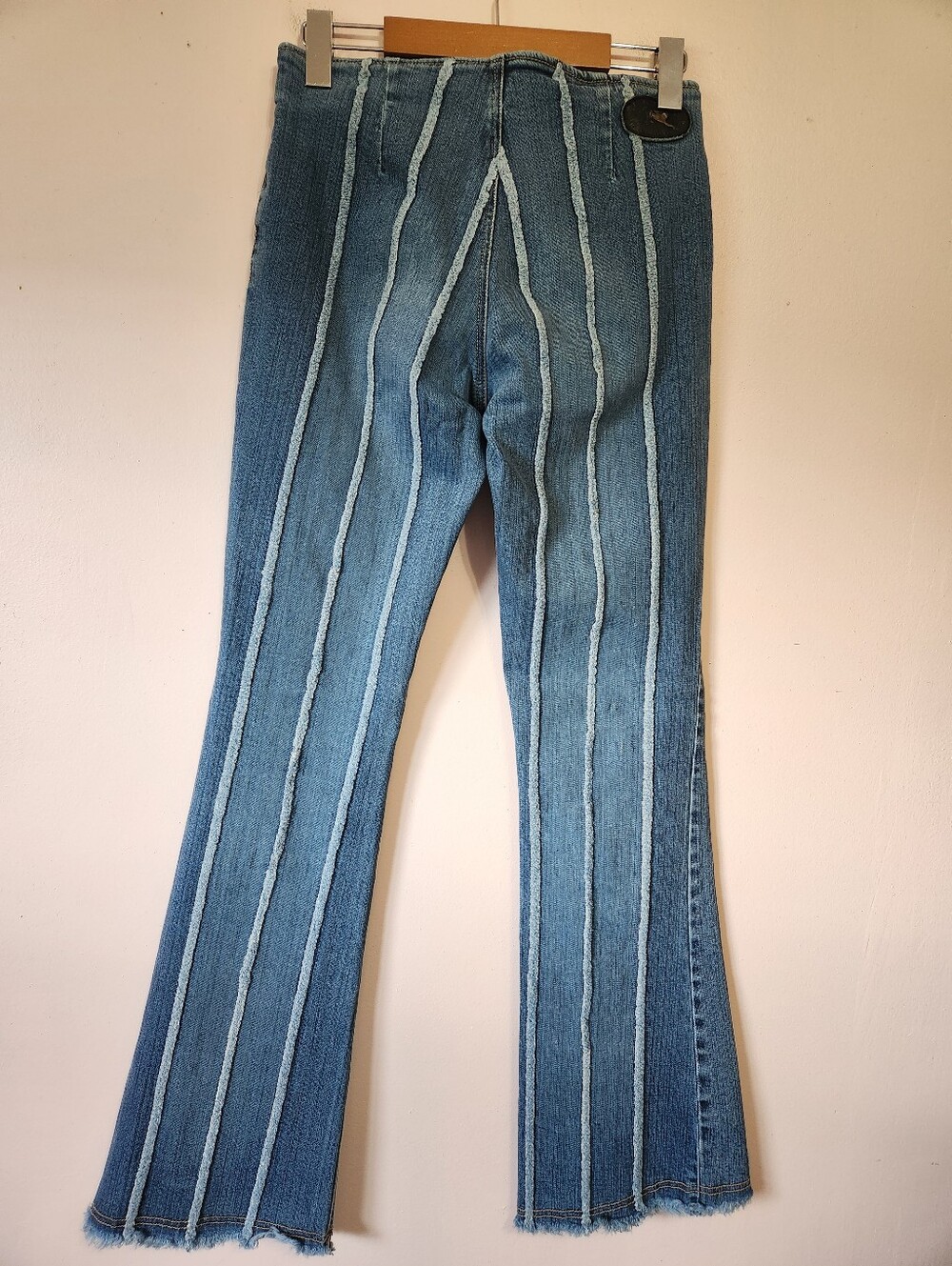 Vintage Y2K Parasuco Low Rise Lace Up Flared Exposed Seam Jeans Size 26 - Picture 4 of 15
